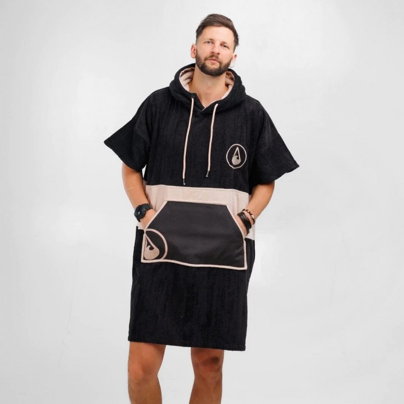 Poncho De Bain Adulte Unisexe En Bambou Et Coton - Taille M (155-185 Cm) - Capuche, Poche - Surf, Plage, Spa